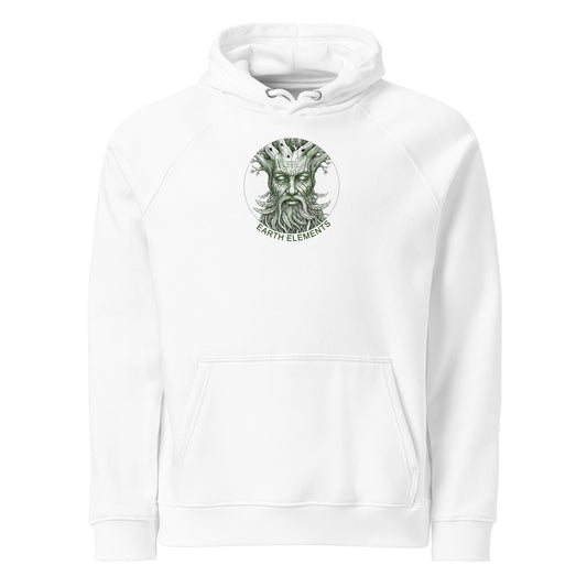 White hoodie with a green graphic and text on a white background